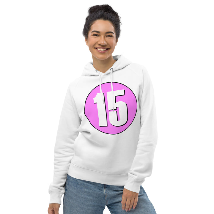 Unisex pullover hoodie: White on Pink 15