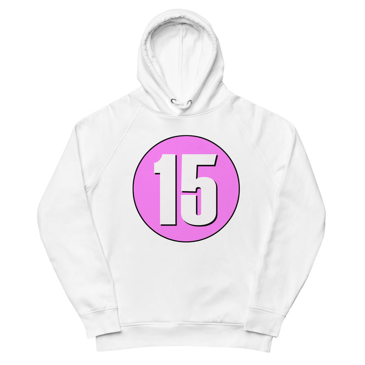 Unisex pullover hoodie: White on Pink 15