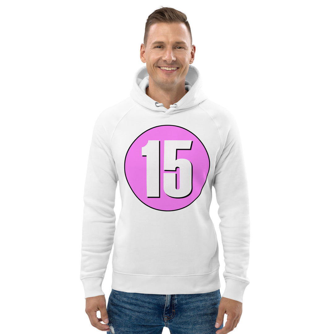 Unisex pullover hoodie: White on Pink 15