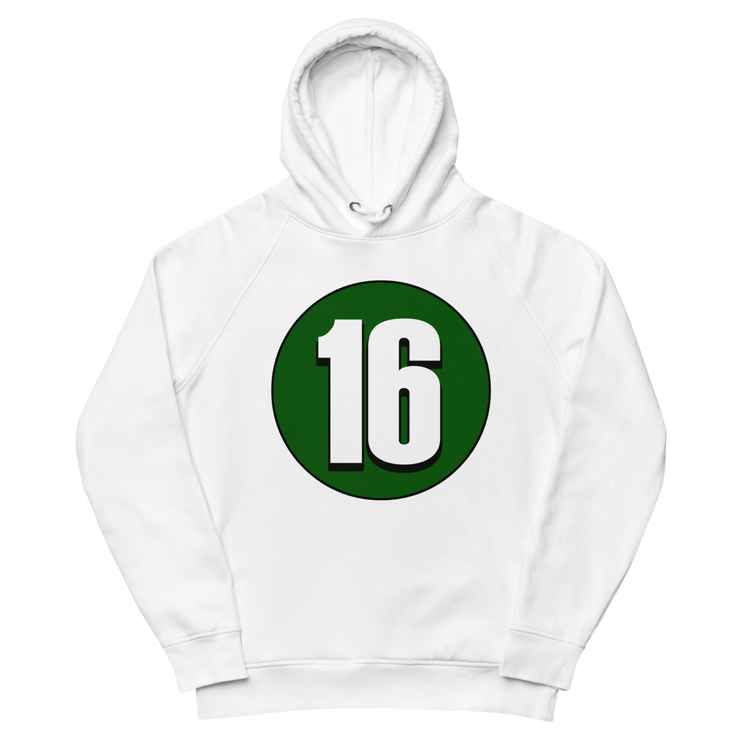 Unisex pullover hoodie: White on Hunter Green 16