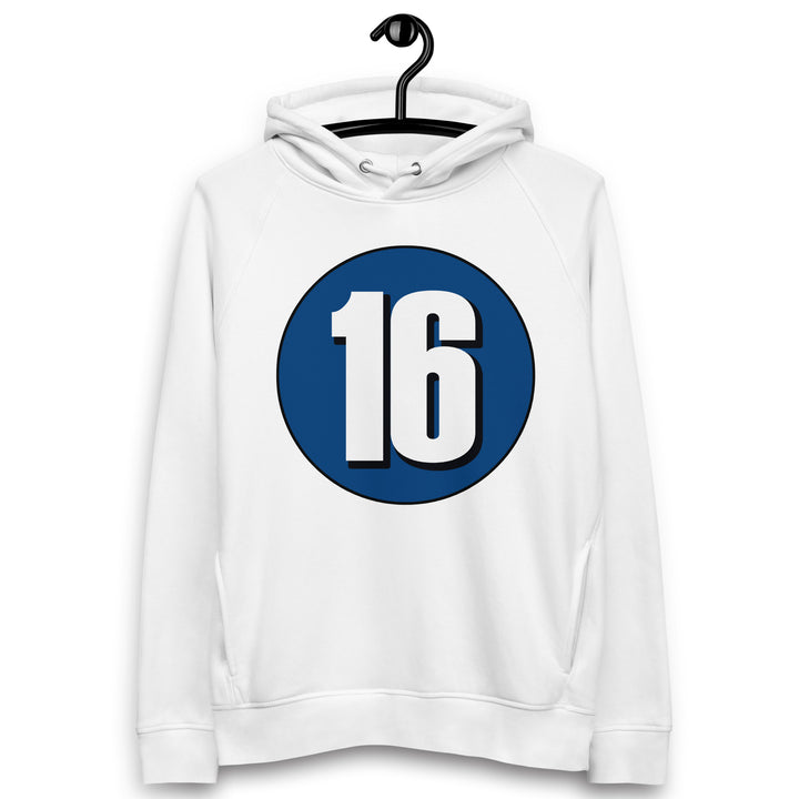 Unisex pullover hoodie: White on Navy Blue 16