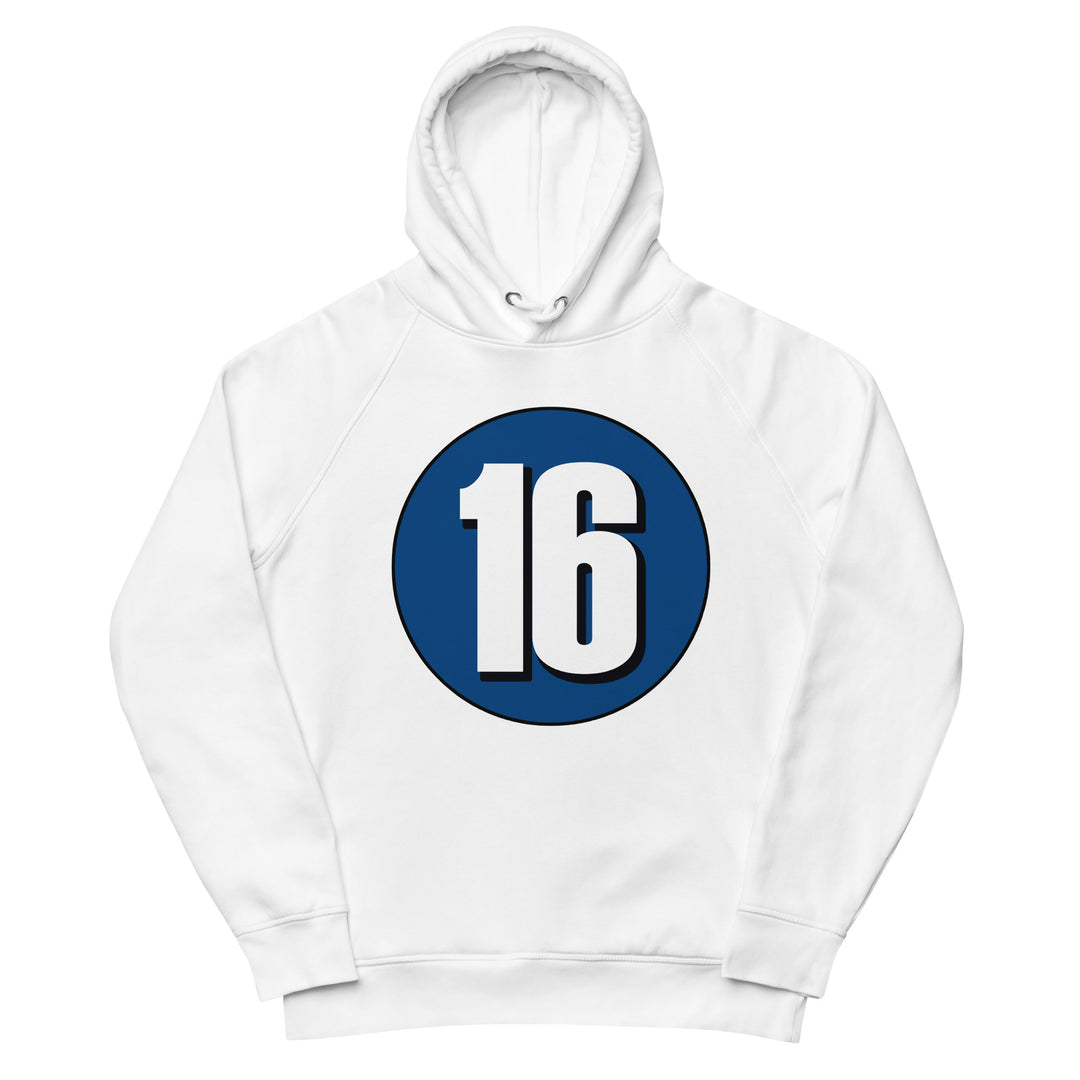 Unisex pullover hoodie: White on Navy Blue 16