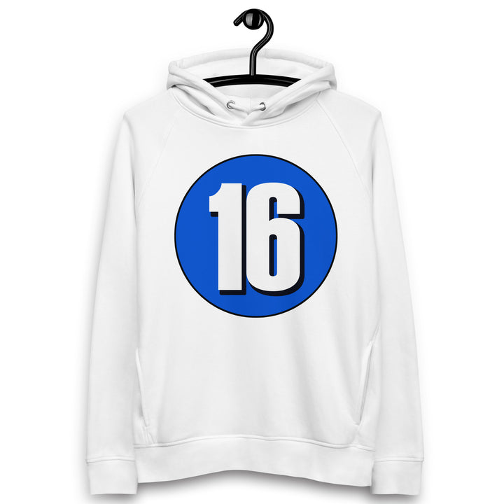 Unisex pullover hoodie: White on Periwinkle 16