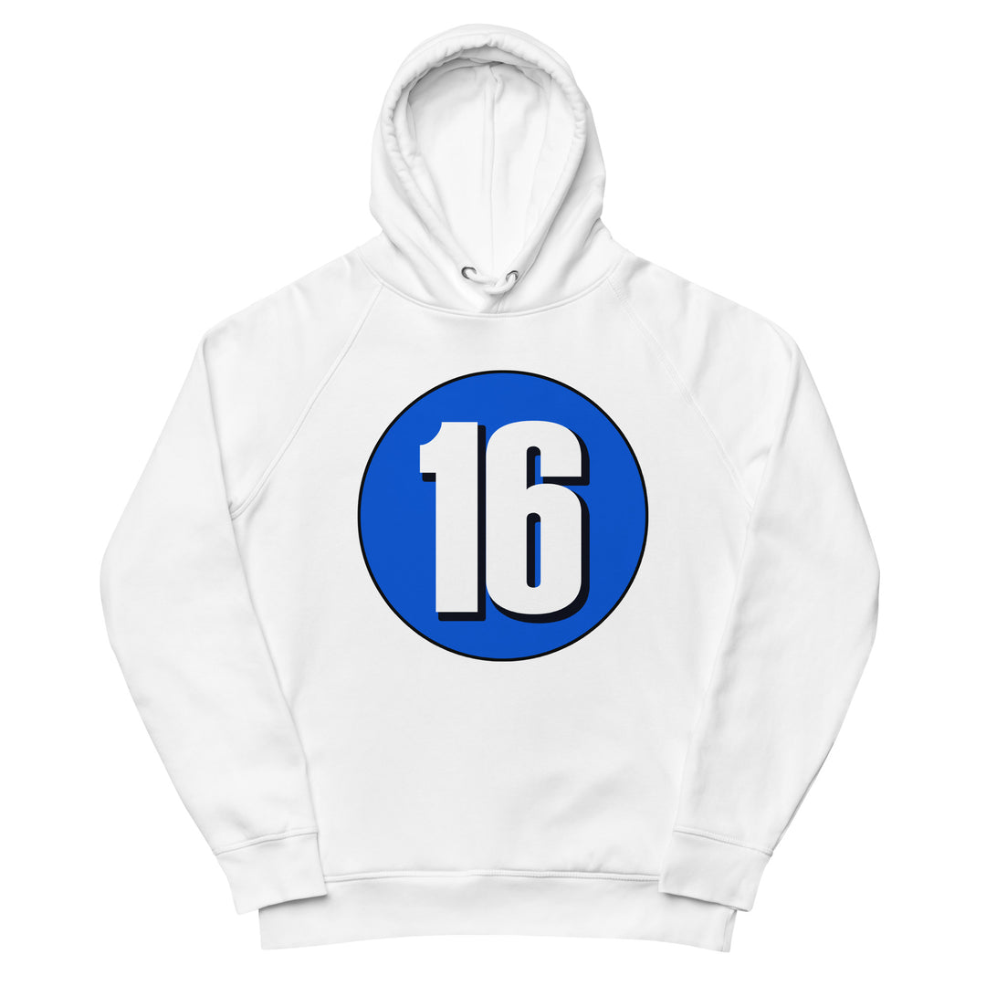 Unisex pullover hoodie: White on Periwinkle 16