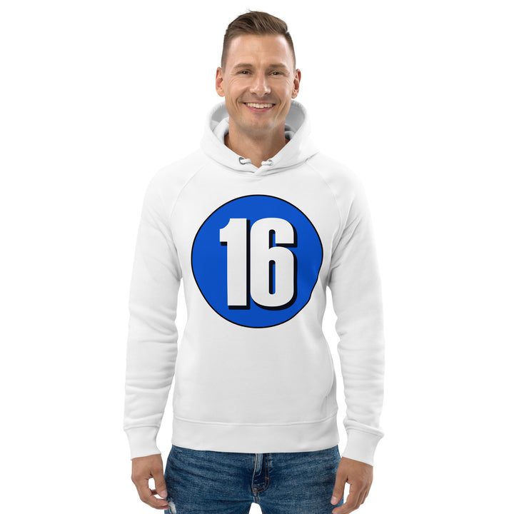 Unisex pullover hoodie: White on Periwinkle 16