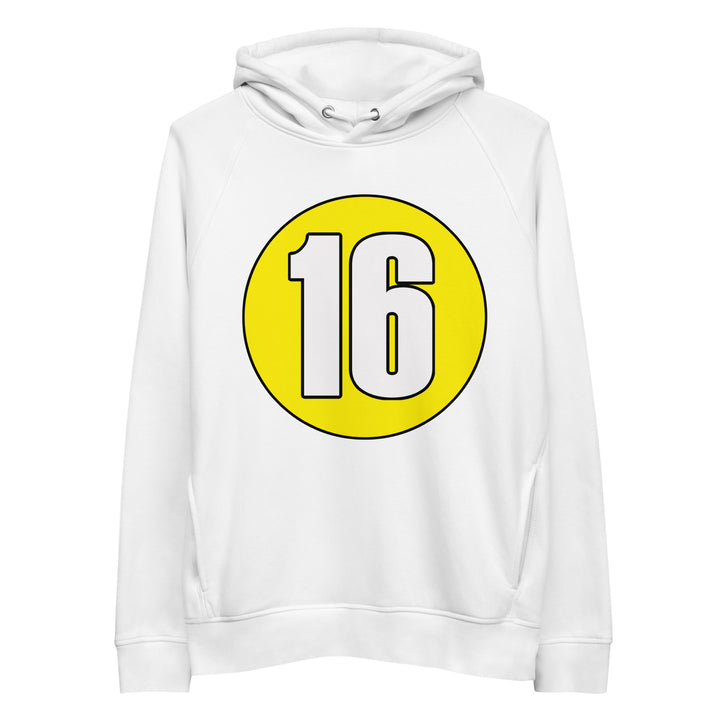 Unisex pullover hoodie: White on Yellow 16