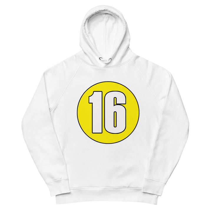 Unisex pullover hoodie: White on Yellow 16