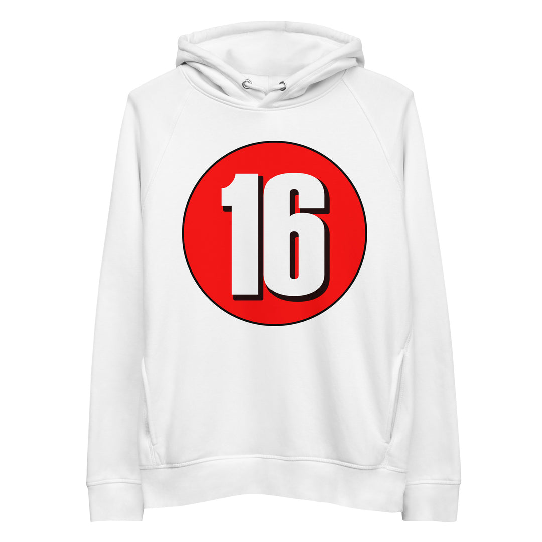 Unisex pullover hoodie: White on Red 16