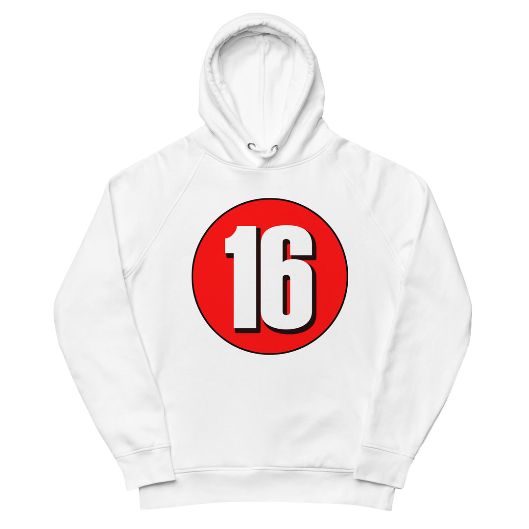 Unisex pullover hoodie: White on Red 16