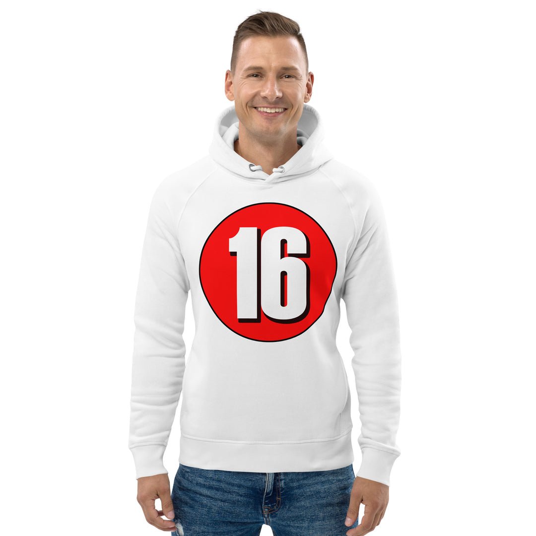 Unisex pullover hoodie: White on Red 16