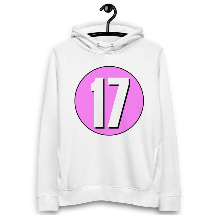 Unisex pullover hoodie: White on Pink 17