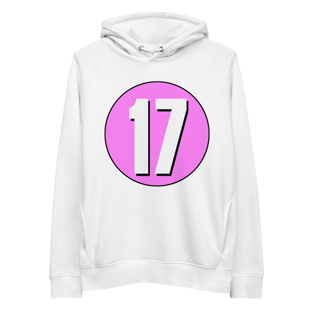 Unisex pullover hoodie: White on Pink 17