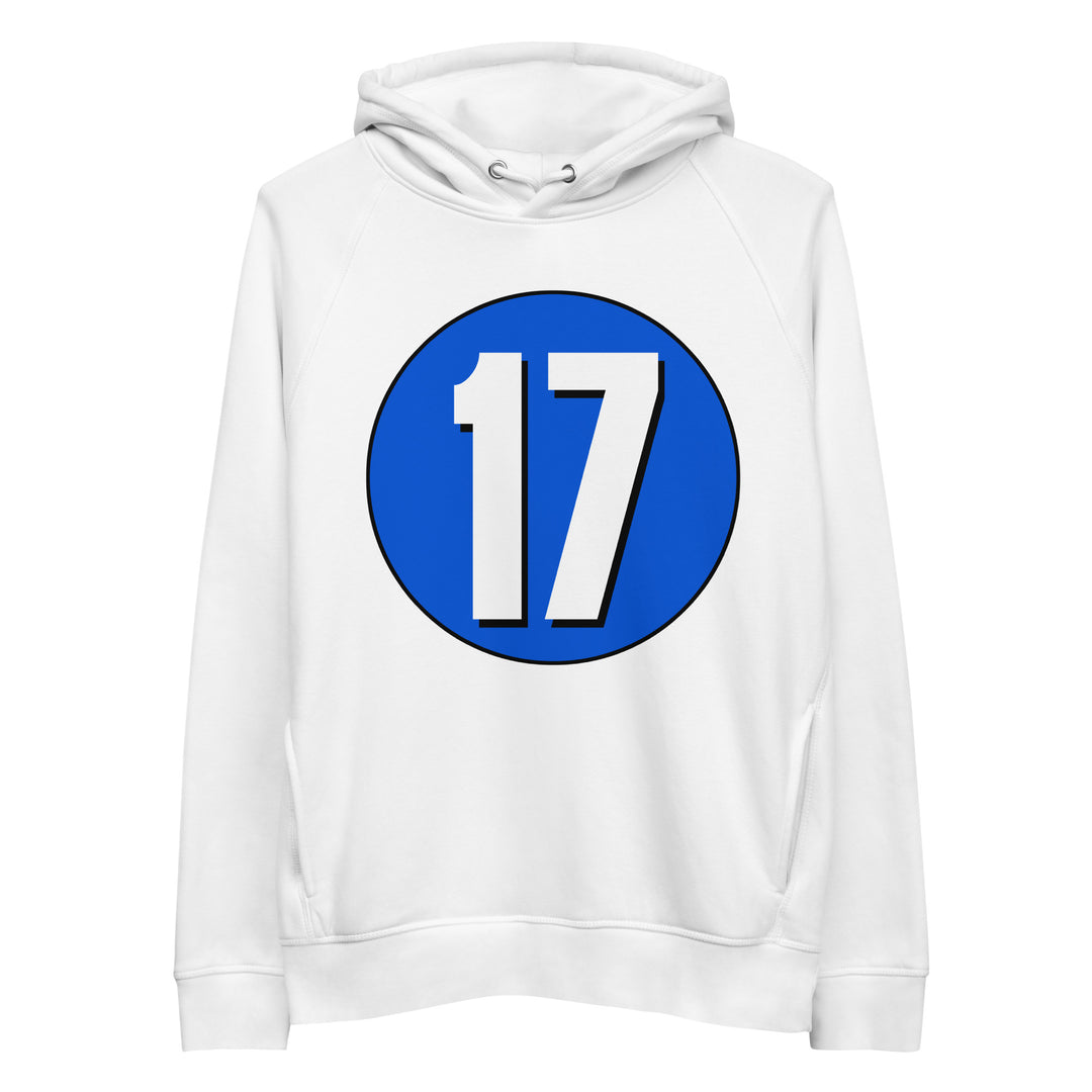 Unisex pullover hoodie: White on Periwinkle 17