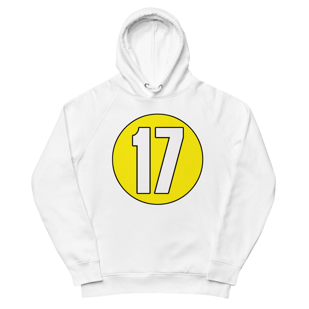 Unisex pullover hoodie: White on Yellow 17