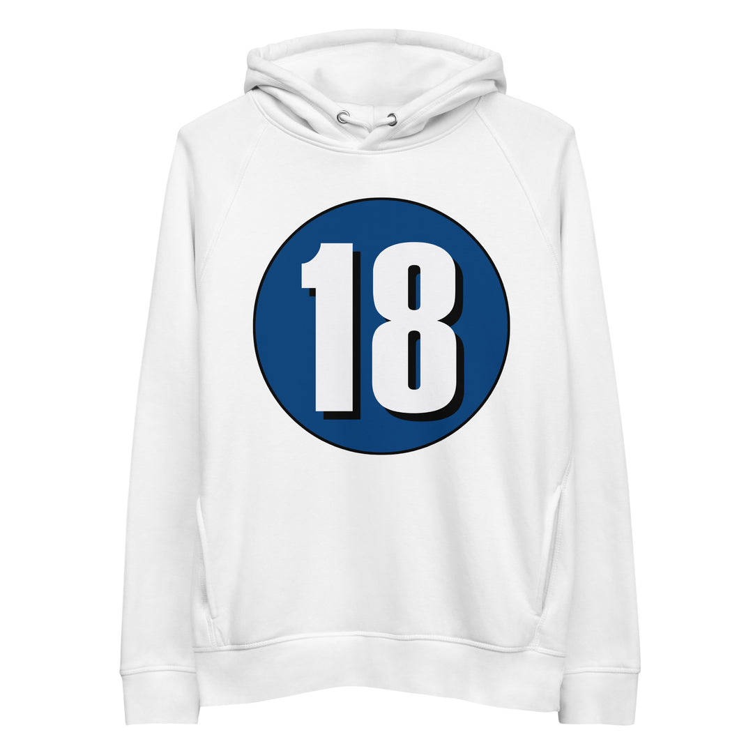 Unisex pullover hoodie: White on Navy Blue 18