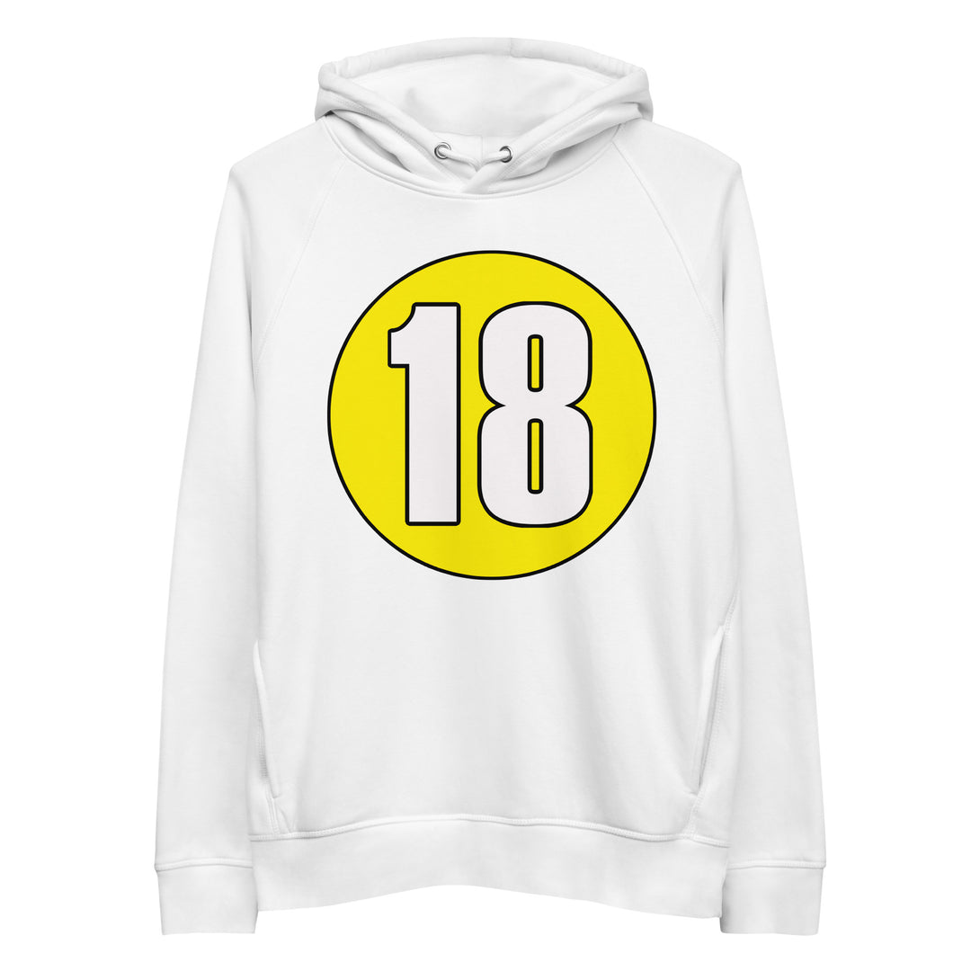 Unisex pullover hoodie: White on Yellow 18