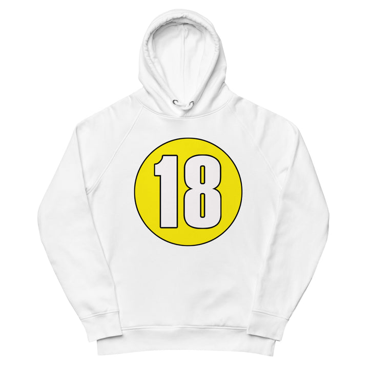 Unisex pullover hoodie: White on Yellow 18