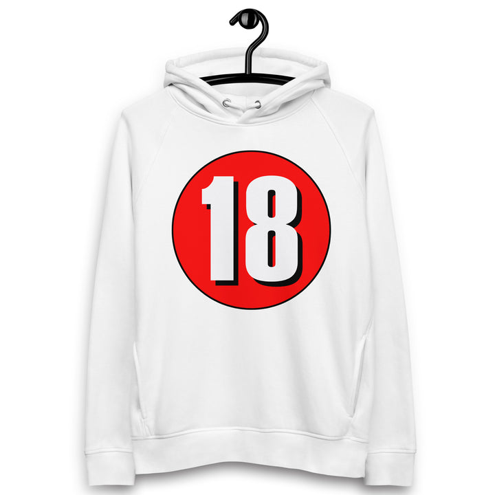 Unisex pullover hoodie: White on Red 18