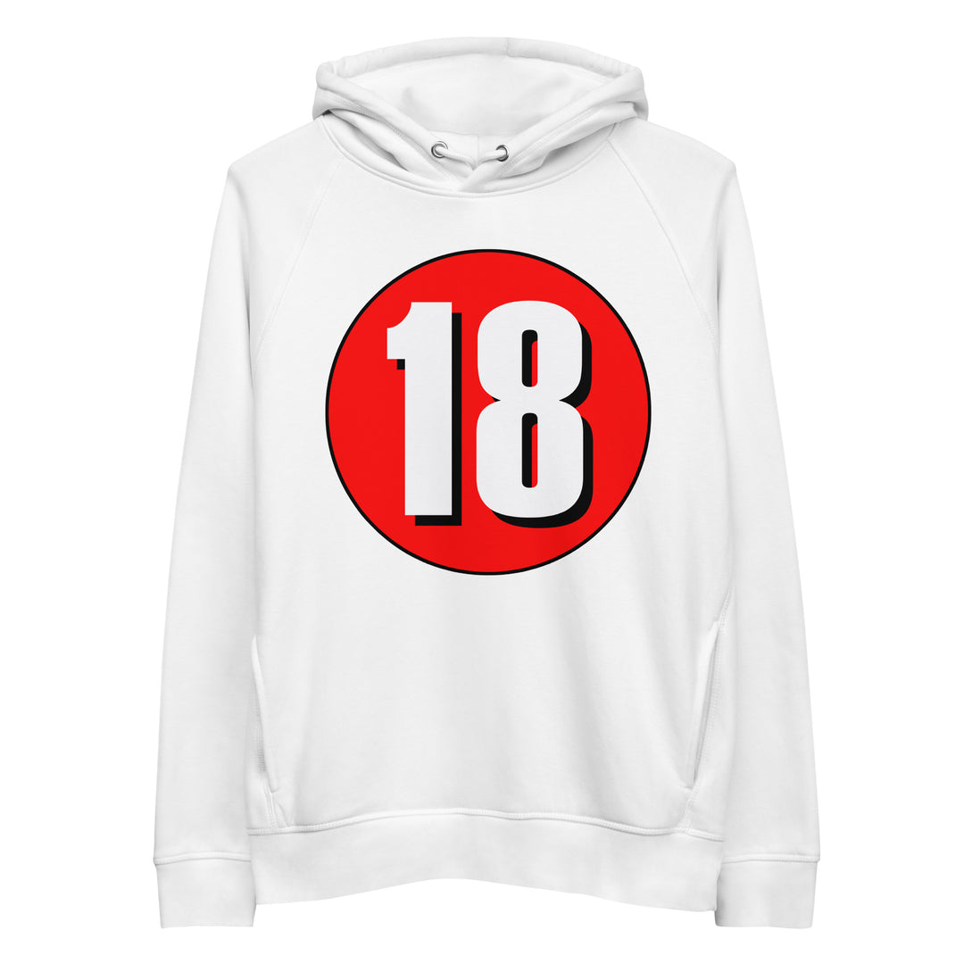 Unisex pullover hoodie: White on Red 18