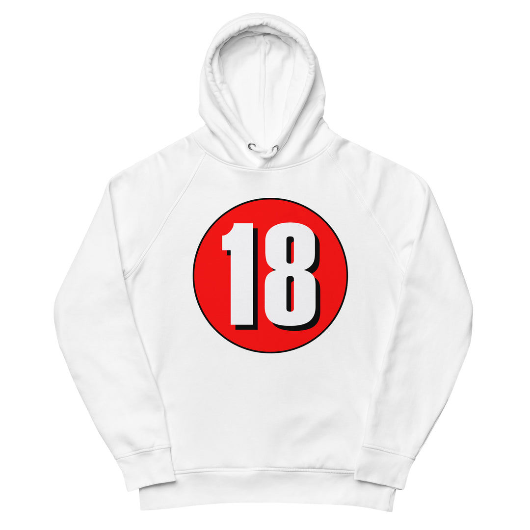 Unisex pullover hoodie: White on Red 18