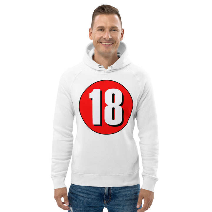 Unisex pullover hoodie: White on Red 18