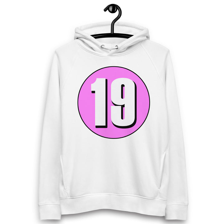 Unisex pullover hoodie: White on Pink 19