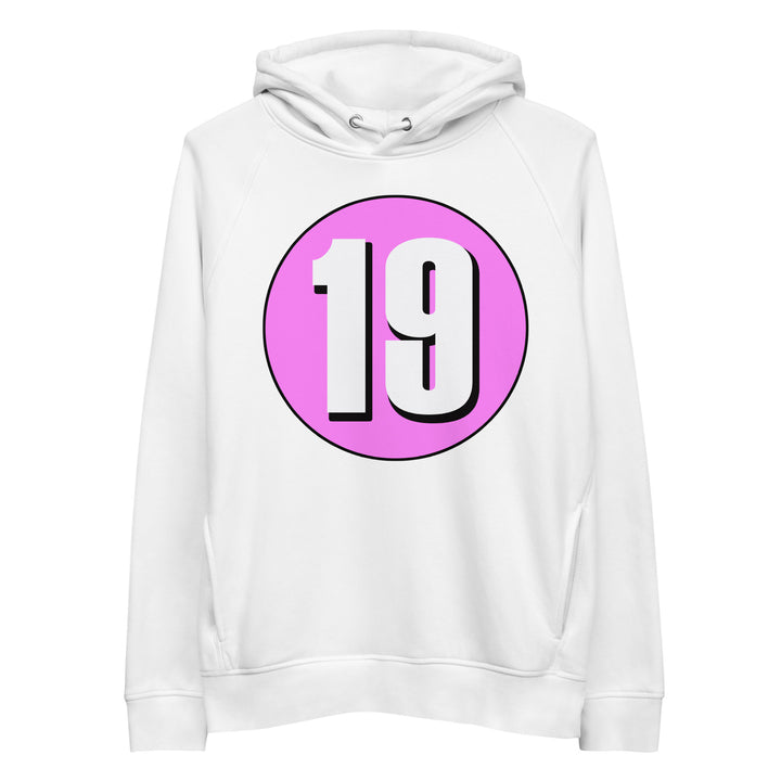 Unisex pullover hoodie: White on Pink 19