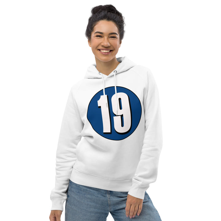 Unisex pullover hoodie: White on Navy Blue 19