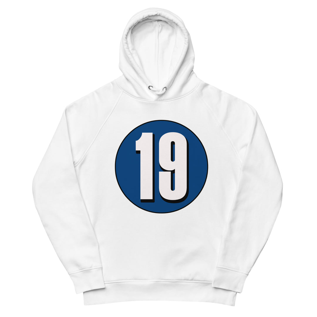 Unisex pullover hoodie: White on Navy Blue 19