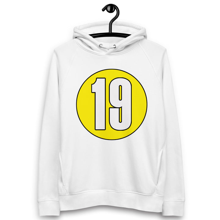 Unisex pullover hoodie: White on Yellow 19