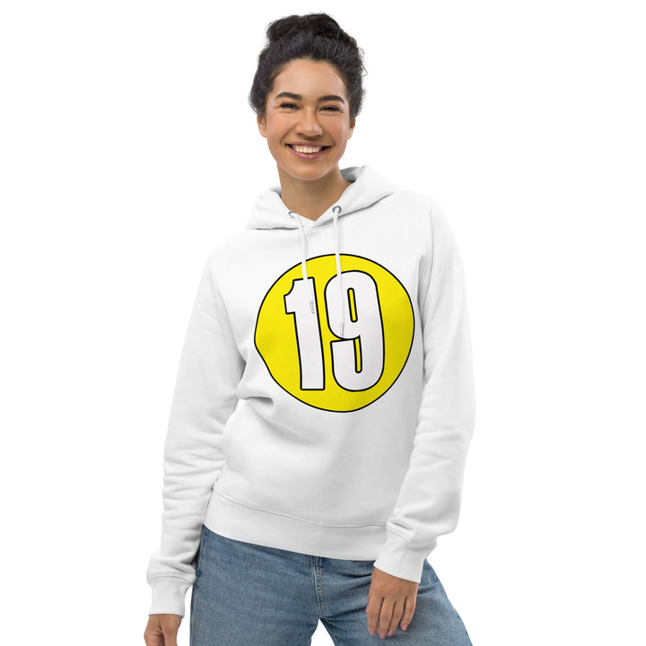 Unisex pullover hoodie: White on Yellow 19