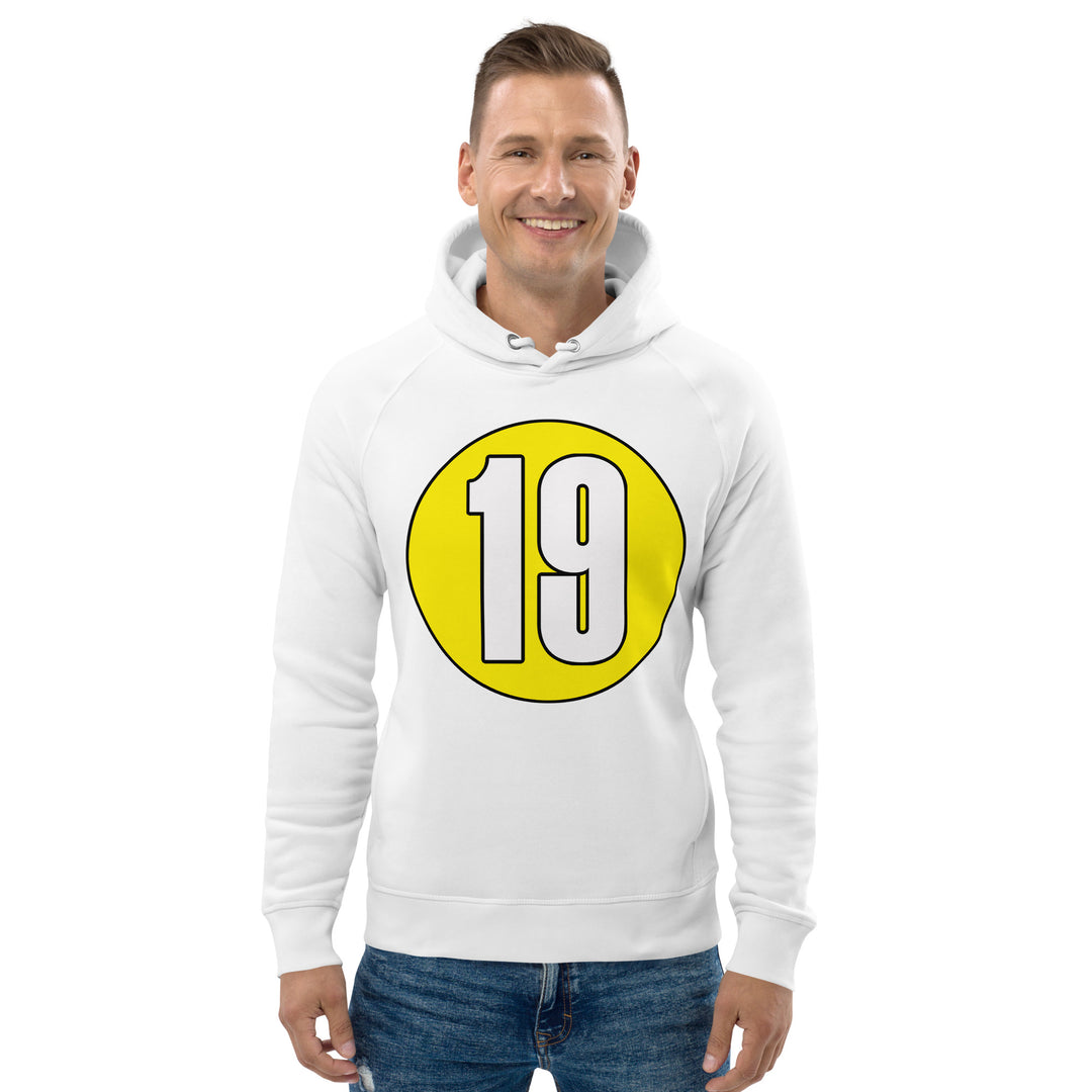 Unisex pullover hoodie: White on Yellow 19