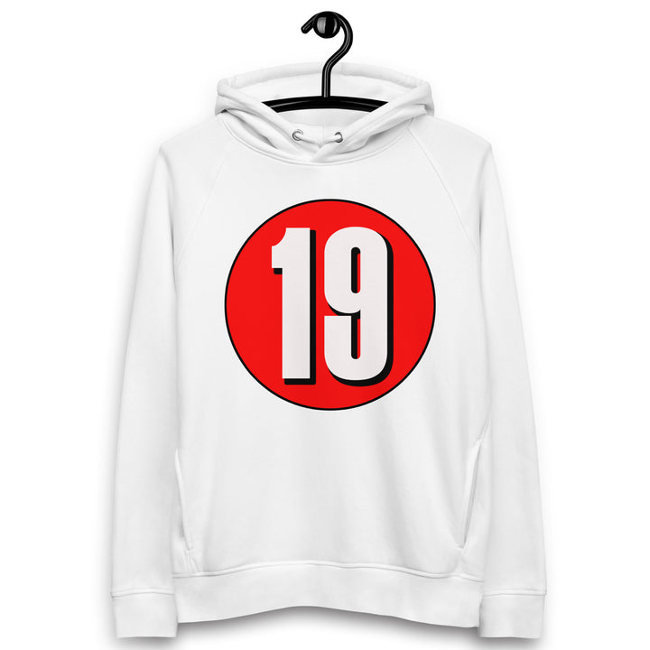 Unisex pullover hoodie: White on Red 19