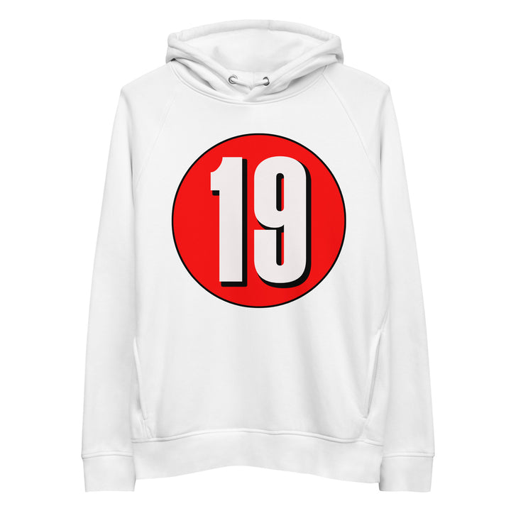 Unisex pullover hoodie: White on Red 19