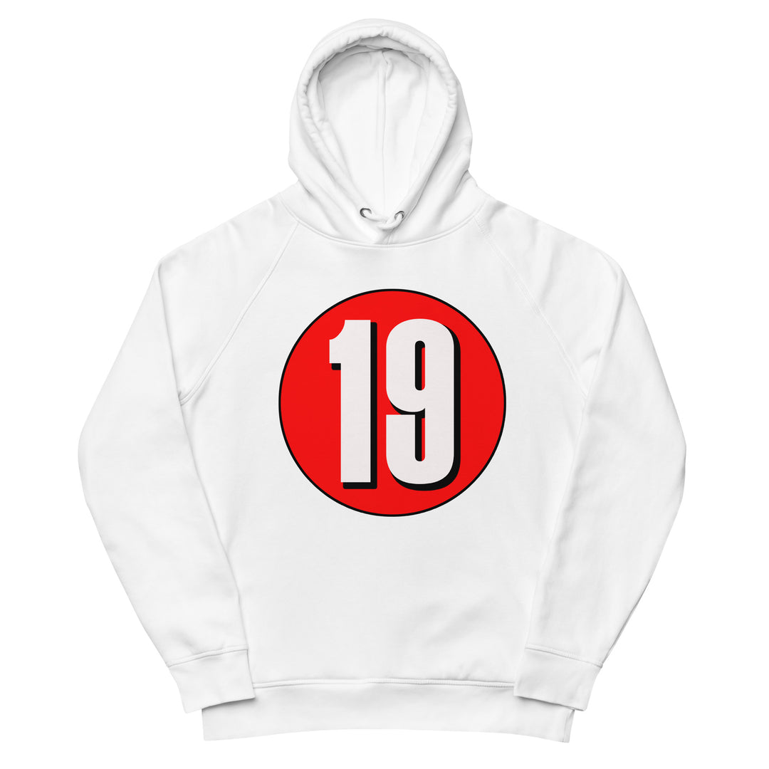 Unisex pullover hoodie: White on Red 19