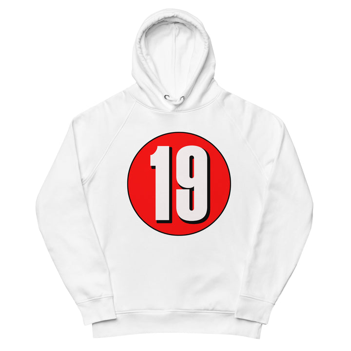 Unisex pullover hoodie: White on Red 19