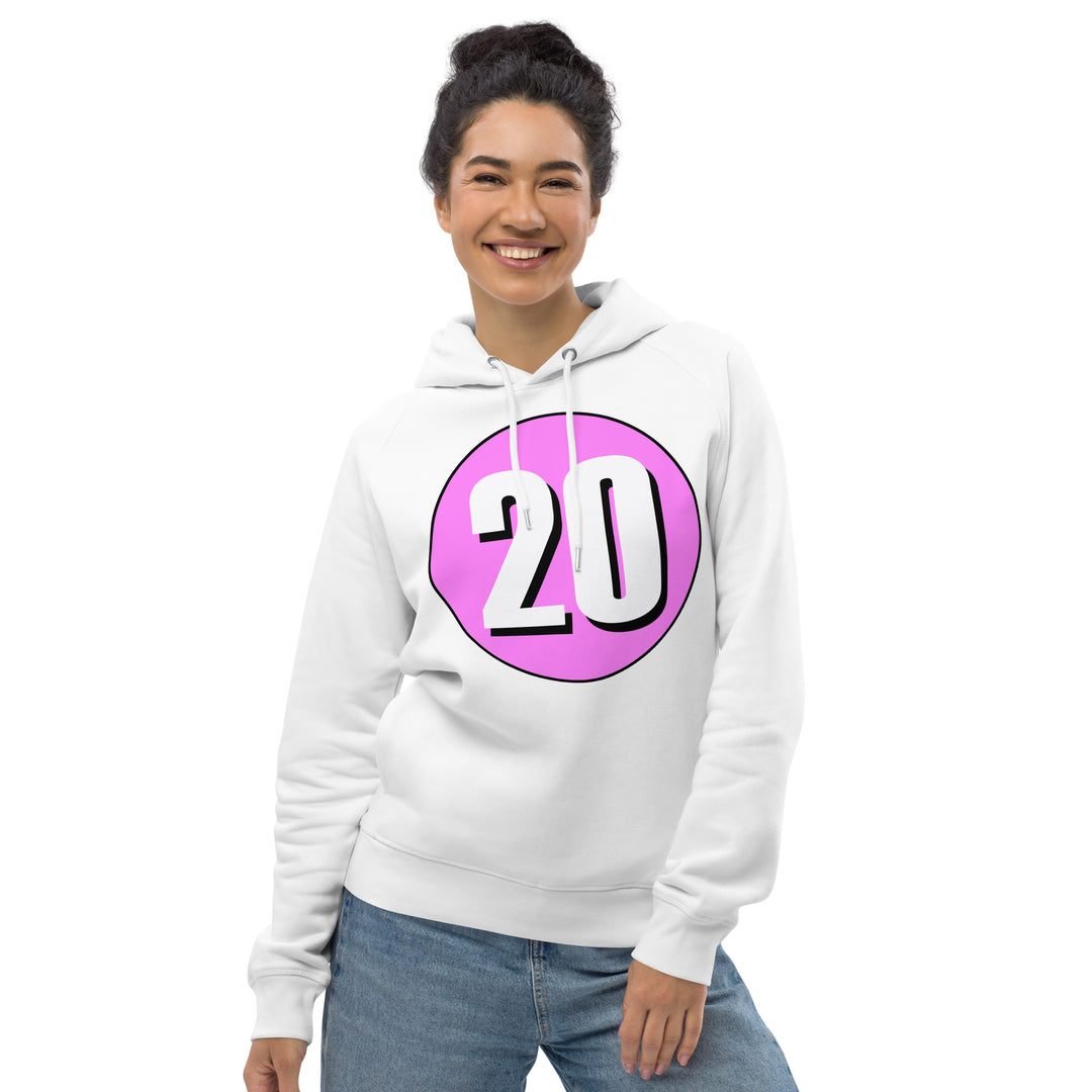 Unisex pullover hoodie: White on Pink 20