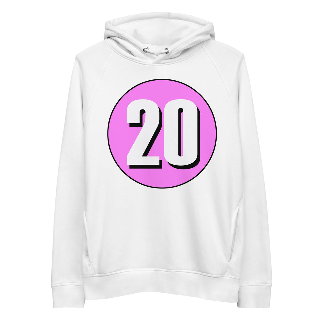 Unisex pullover hoodie: White on Pink 20