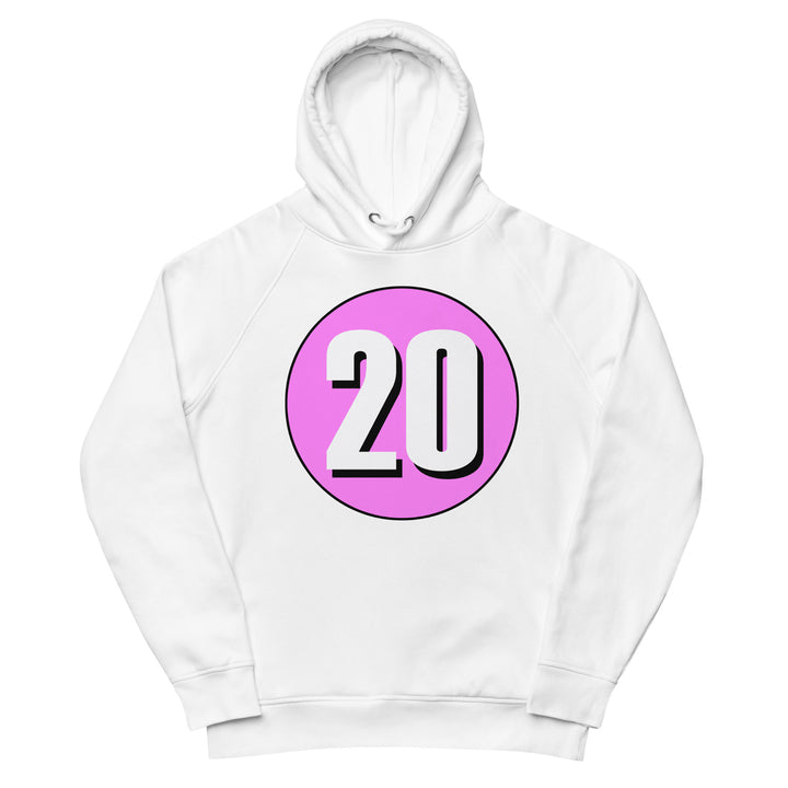 Unisex pullover hoodie: White on Pink 20