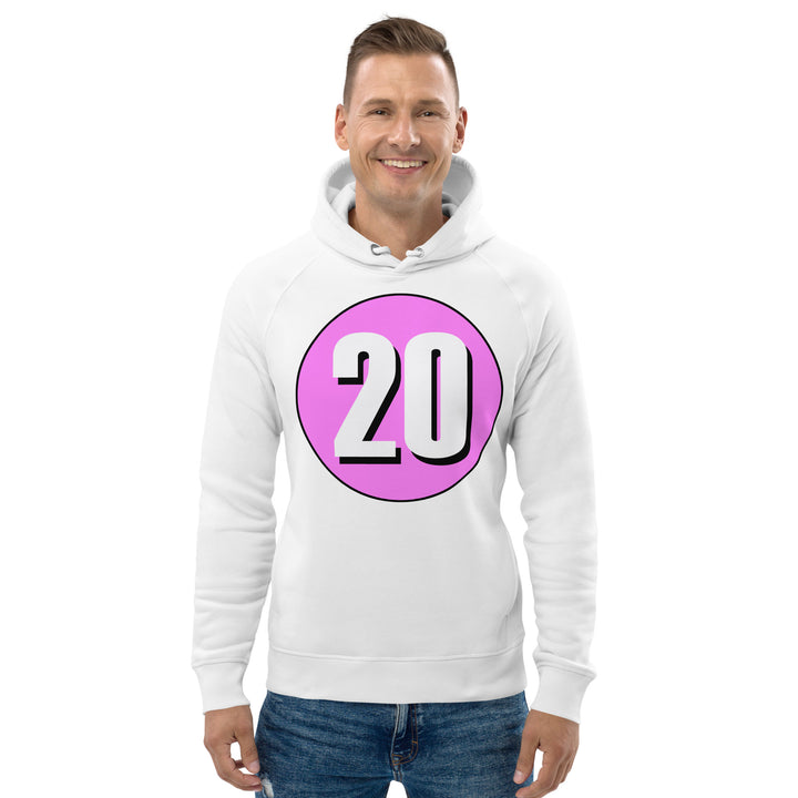 Unisex pullover hoodie: White on Pink 20