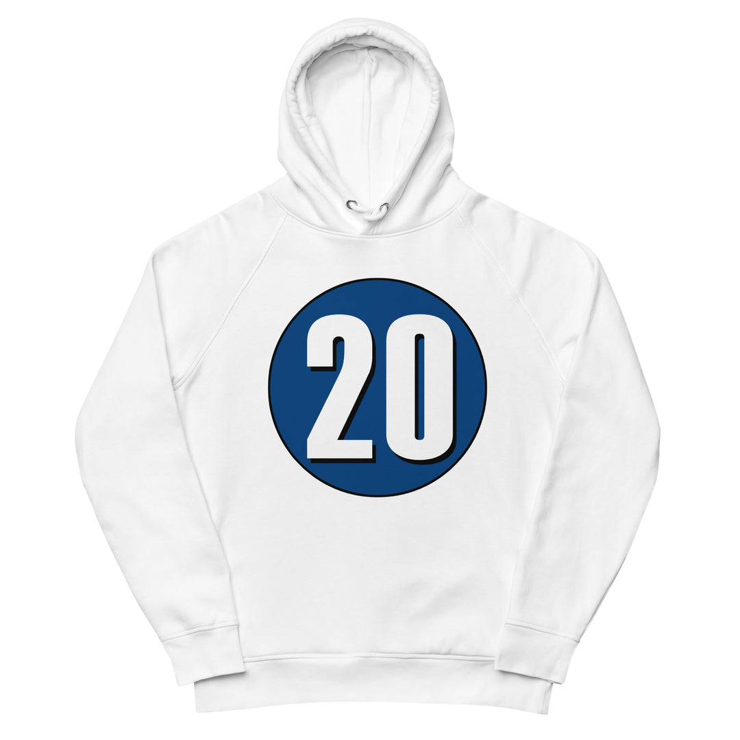 Unisex pullover hoodie: White on Navy Blue 20