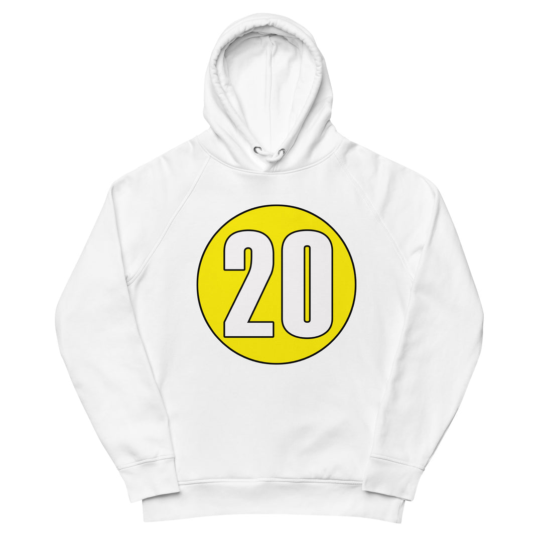 Unisex pullover hoodie: White on Yellow 20