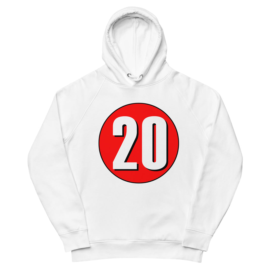 Unisex pullover hoodie: White on Red 20