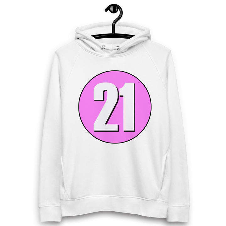 Unisex pullover hoodie: White on Pink 21