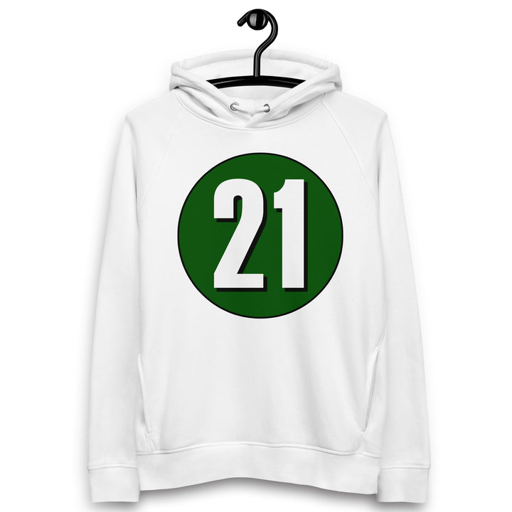 Unisex pullover hoodie: White on Hunter Green 21