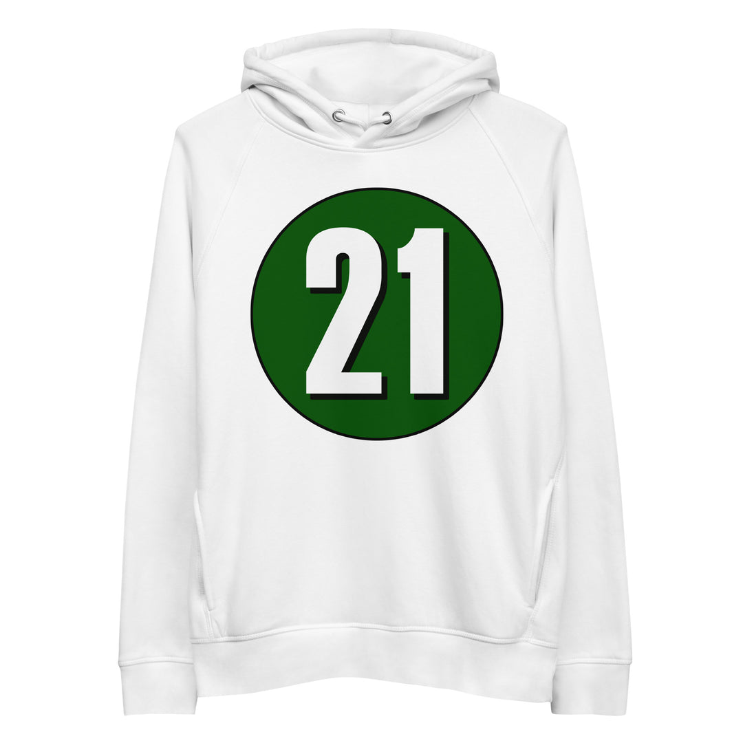 Unisex pullover hoodie: White on Hunter Green 21