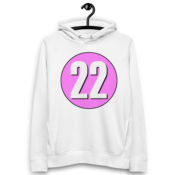 Unisex pullover hoodie: White on Pink 22