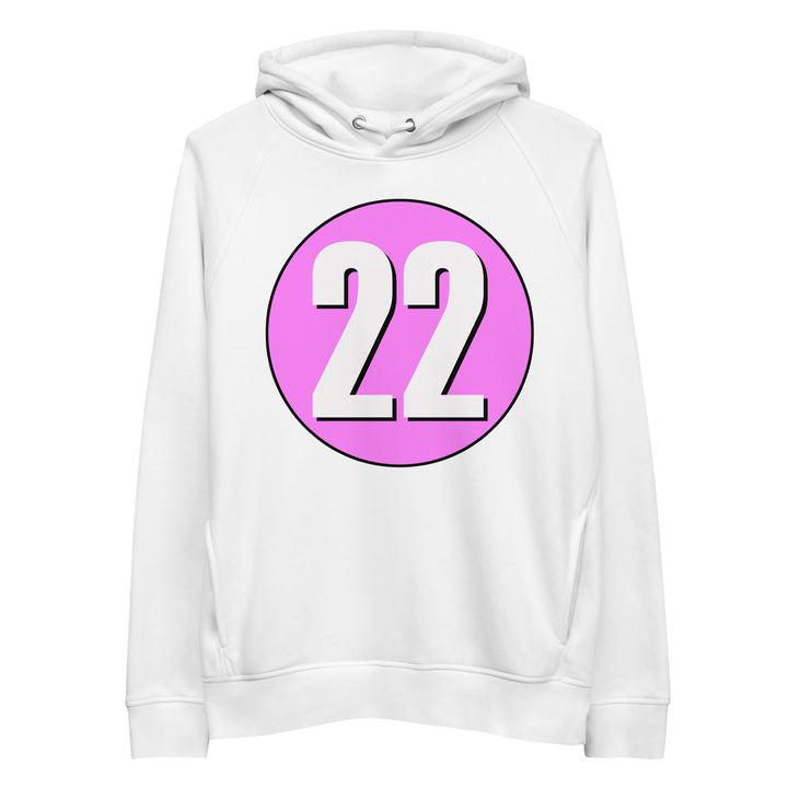 Unisex pullover hoodie: White on Pink 22