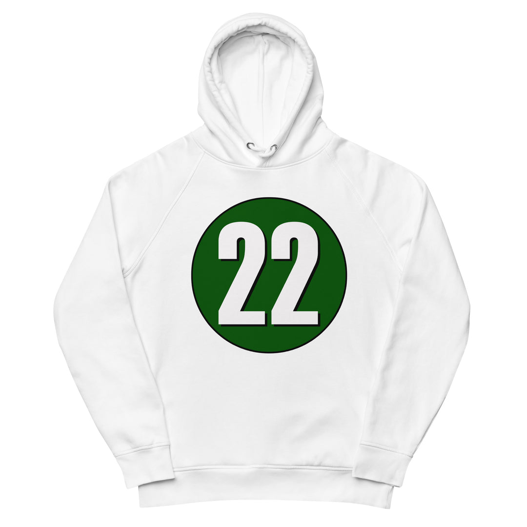 Unisex pullover hoodie: White on Hunter Green 22