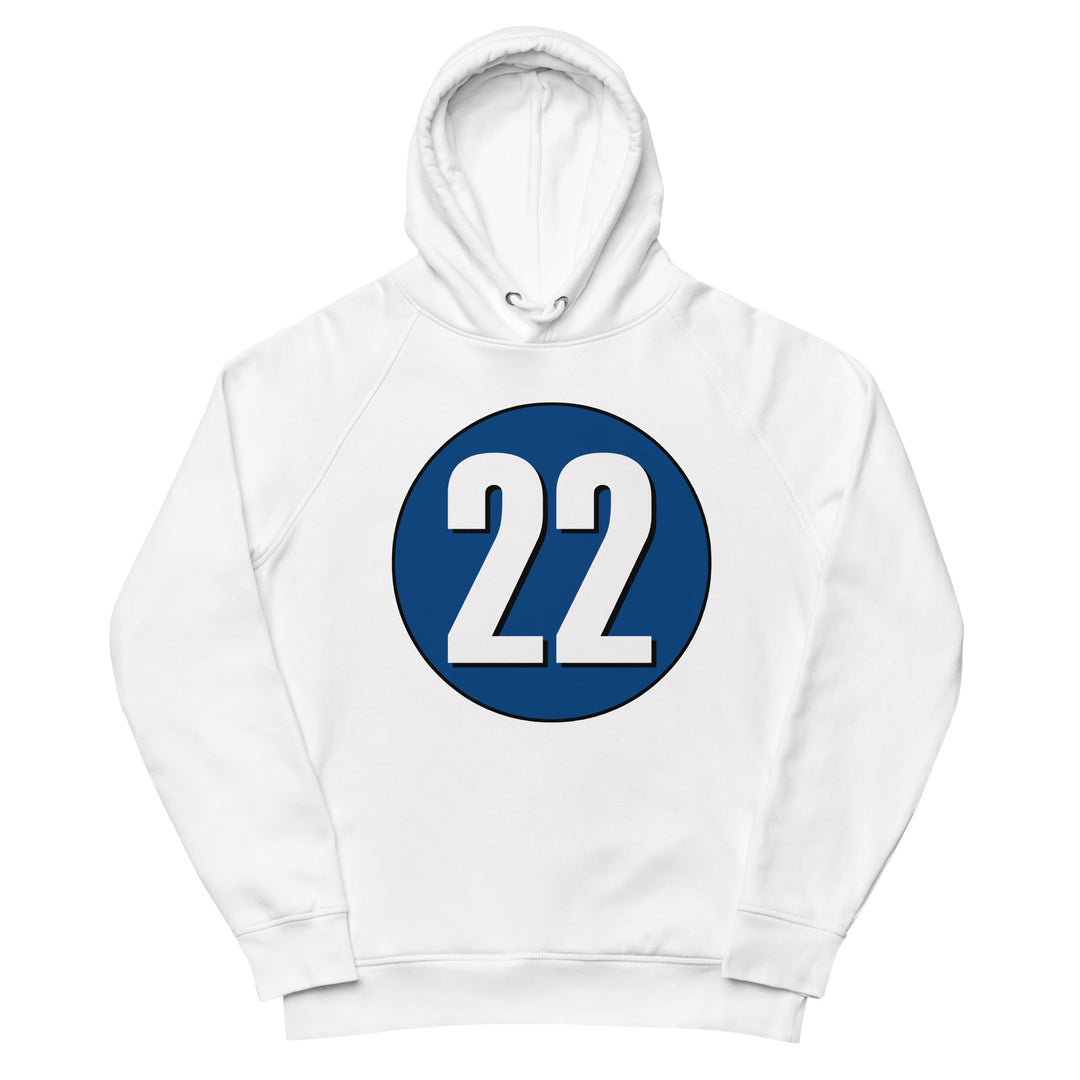 Unisex pullover hoodie: White on Navy Blue 22